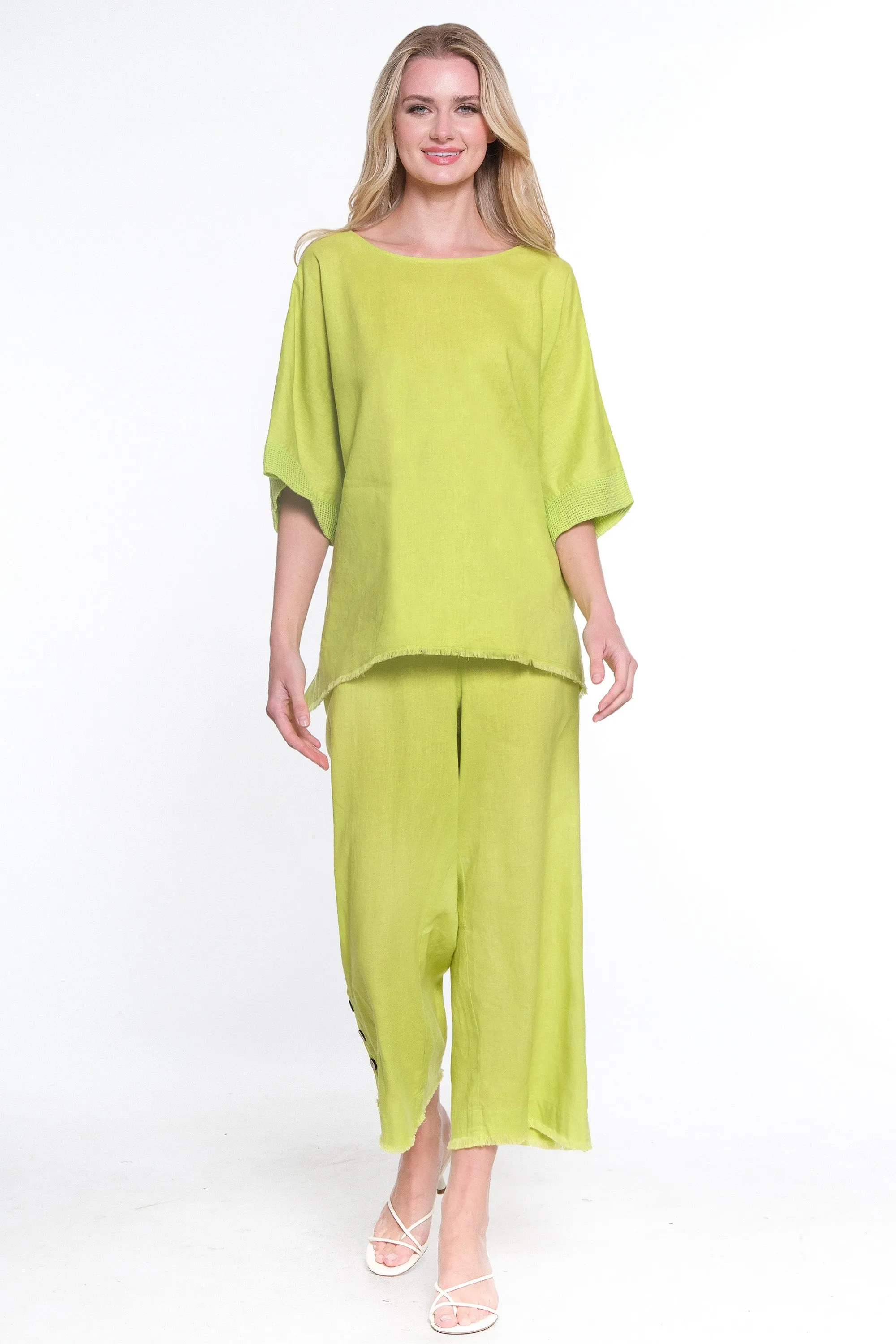 Pull On Wide Leg Pant- Lime