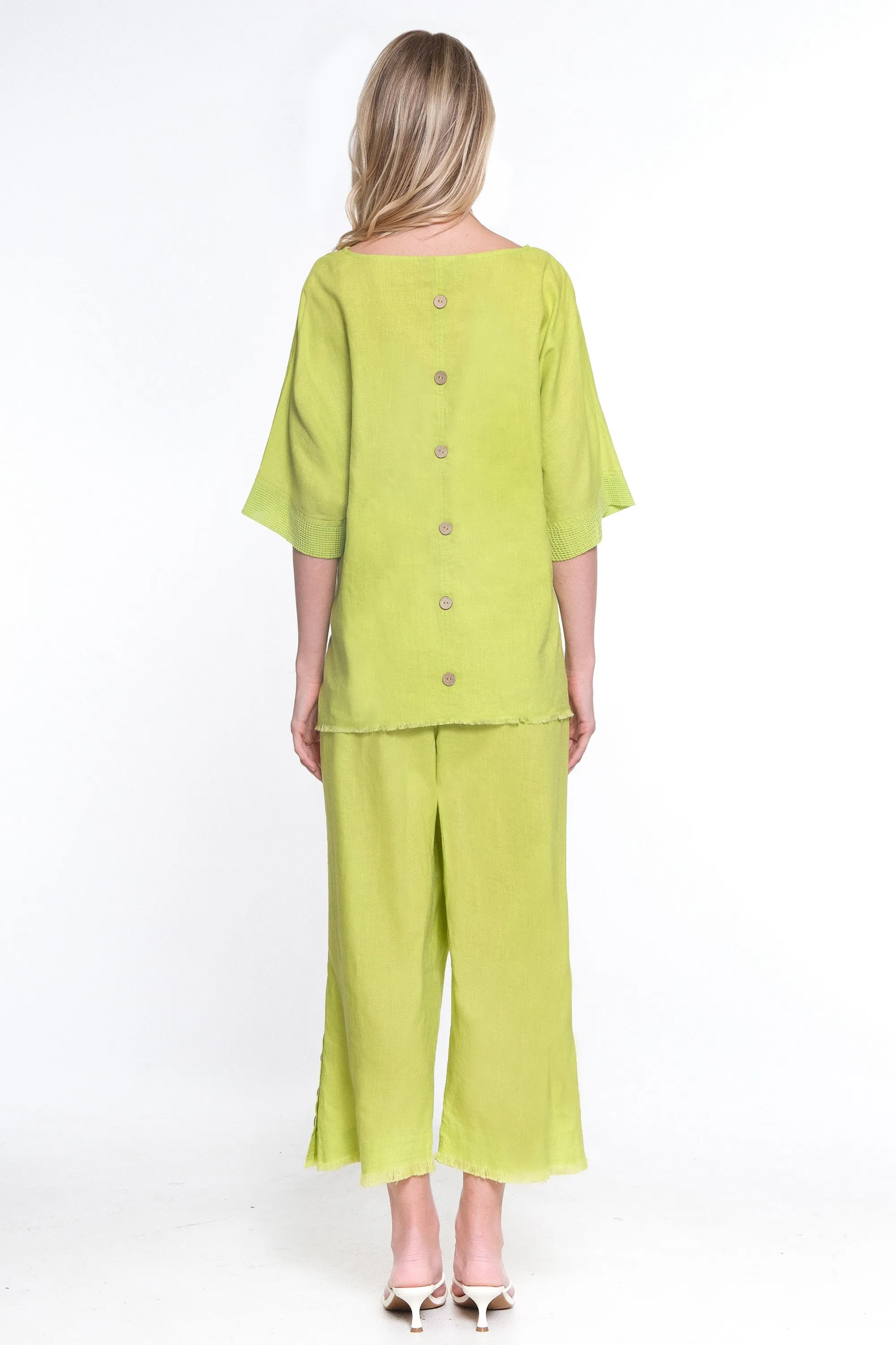 Pull On Wide Leg Pant- Lime