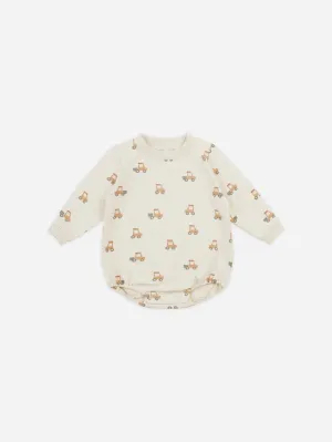 Quincy Mae - Crewneck Bubble Romper - Tractors