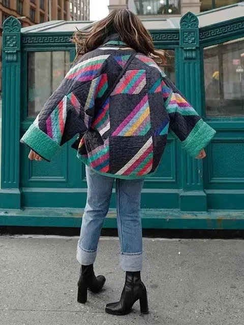 Retro loose floral cotton jacket