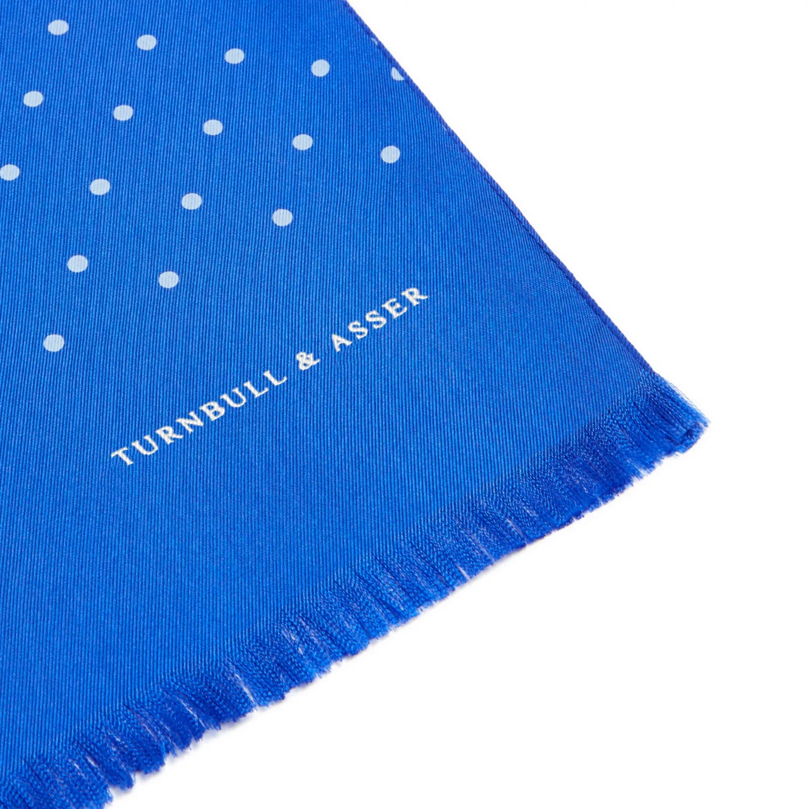 Royal Blue and White Spotted Silk Scarf