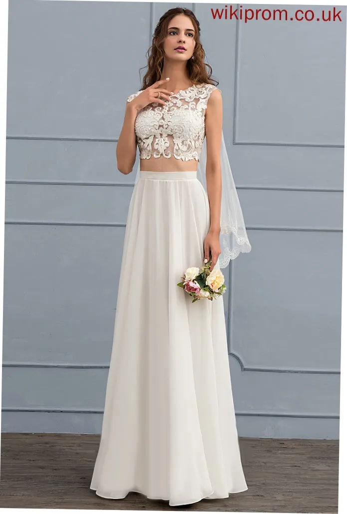 Sequins Brooklynn Chiffon Beading Wedding Dress A-Line Wedding Dresses Lace Floor-Length With