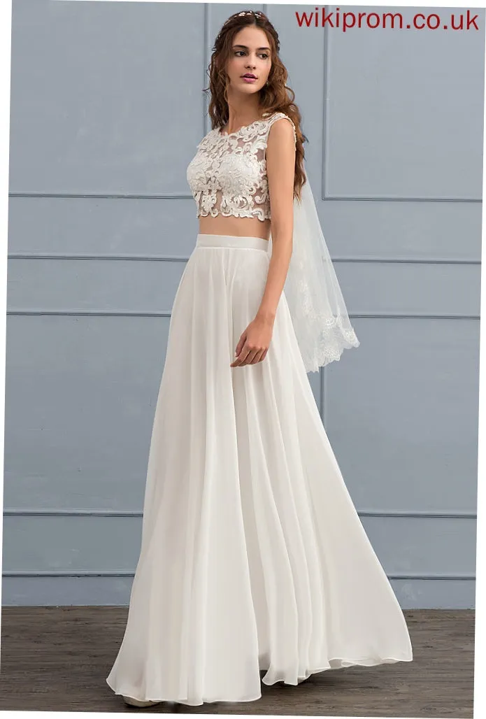 Sequins Brooklynn Chiffon Beading Wedding Dress A-Line Wedding Dresses Lace Floor-Length With