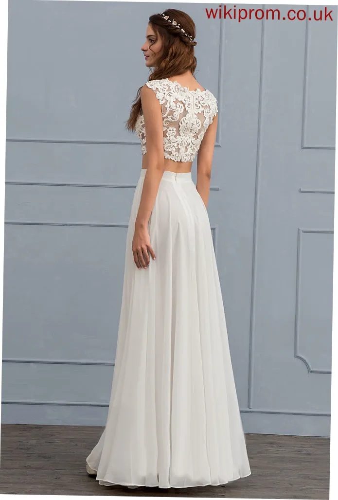 Sequins Brooklynn Chiffon Beading Wedding Dress A-Line Wedding Dresses Lace Floor-Length With