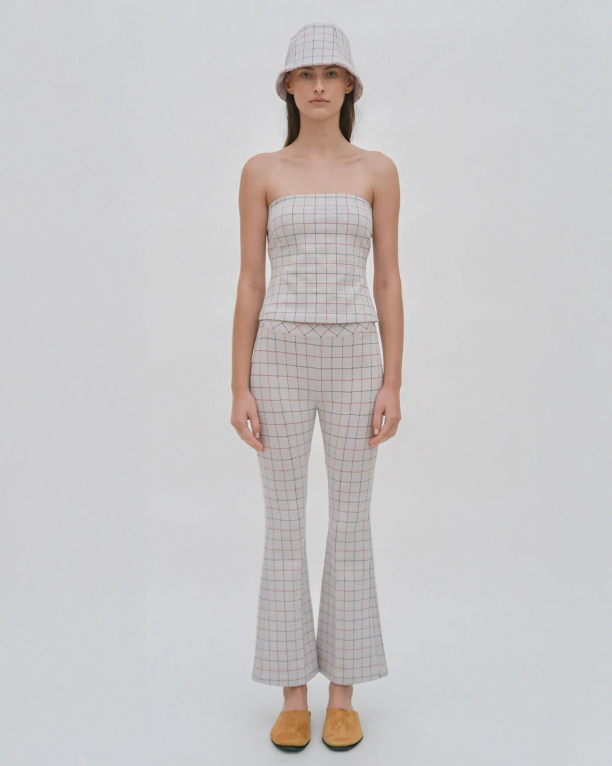 STRAPLESS BANDEAU - STRIPED WINDOWPANE