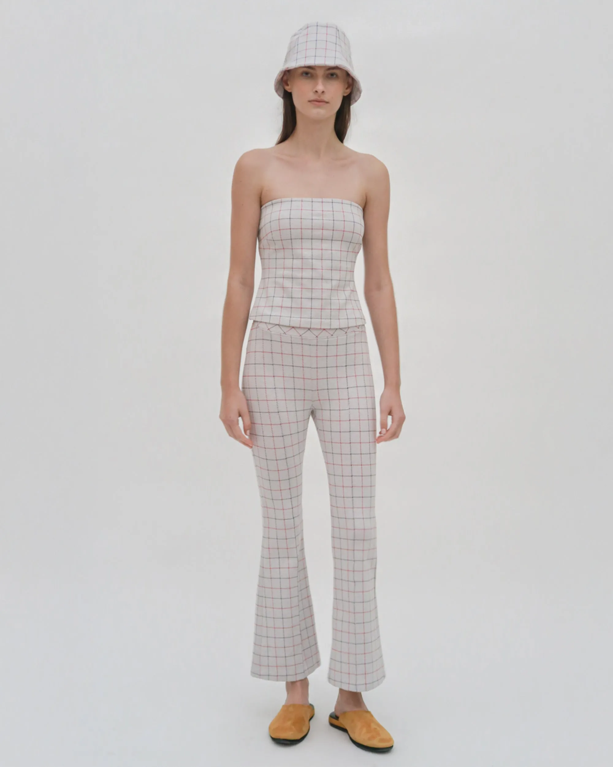 STRAPLESS BANDEAU - STRIPED WINDOWPANE