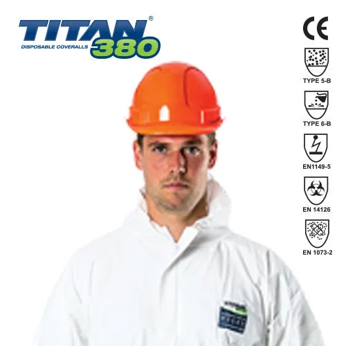 Titan 380  Disposable Coveralls, Rated For Protection Against Chemical, Asbestos And Bio-hazard Contamination