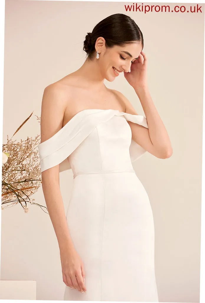 Trumpet/Mermaid Off-the-Shoulder Novia Train Ruffle Wedding Dresses Sweep Dress With Wedding