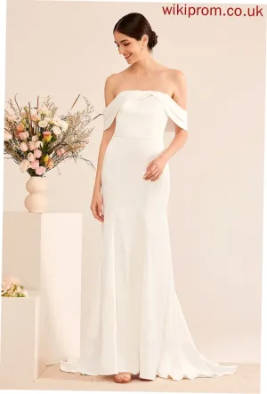 Trumpet/Mermaid Off-the-Shoulder Novia Train Ruffle Wedding Dresses Sweep Dress With Wedding