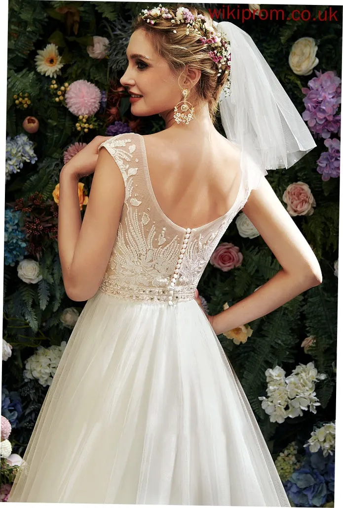 Wedding Dresses A-Line Wedding With Reagan Illusion Dress Sequins Beading Lace Court Train