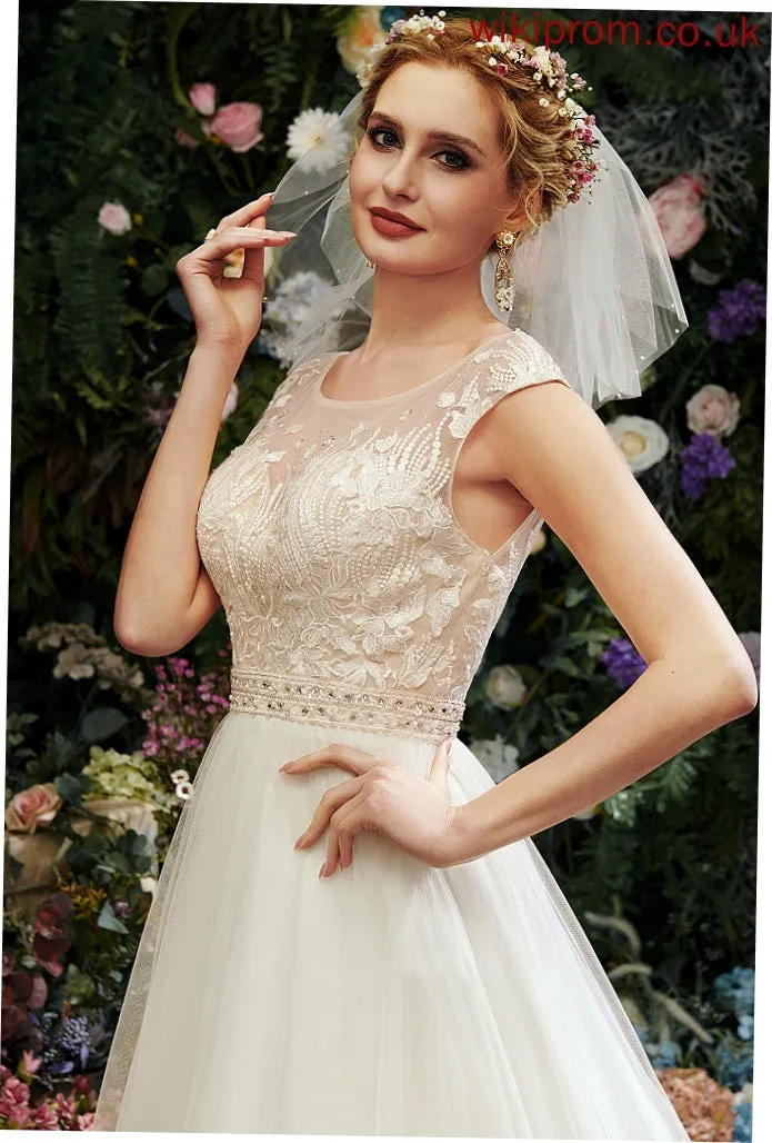 Wedding Dresses A-Line Wedding With Reagan Illusion Dress Sequins Beading Lace Court Train