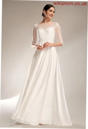 Wedding Wedding Dresses Sweep Dress A-Line Sequins Illusion Train Chiffon Kelly With