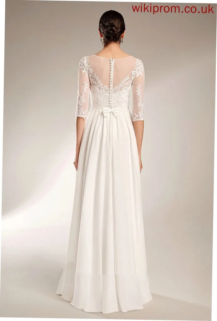 Wedding Wedding Dresses Sweep Dress A-Line Sequins Illusion Train Chiffon Kelly With