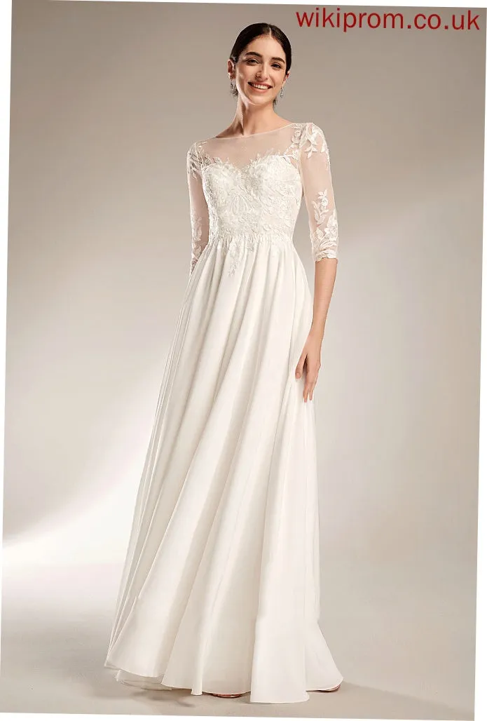 Wedding Wedding Dresses Sweep Dress A-Line Sequins Illusion Train Chiffon Kelly With