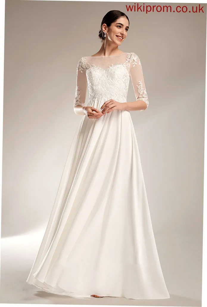 Wedding Wedding Dresses Sweep Dress A-Line Sequins Illusion Train Chiffon Kelly With