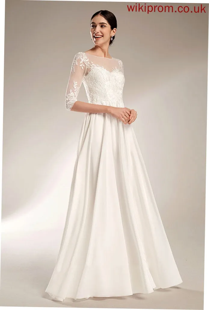 Wedding Wedding Dresses Sweep Dress A-Line Sequins Illusion Train Chiffon Kelly With