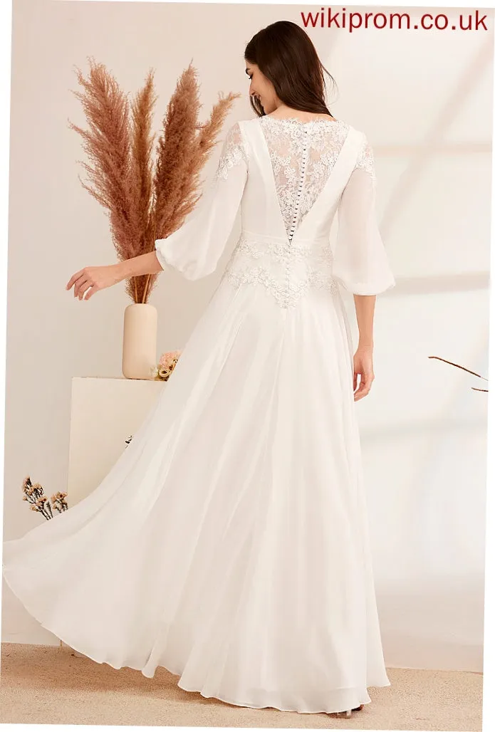 With Wedding Dresses Dress Lace V-neck Elise A-Line Floor-Length Wedding