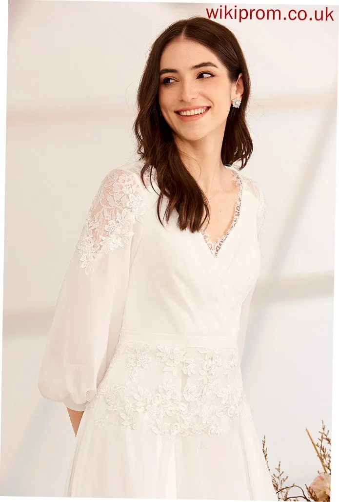 With Wedding Dresses Dress Lace V-neck Elise A-Line Floor-Length Wedding