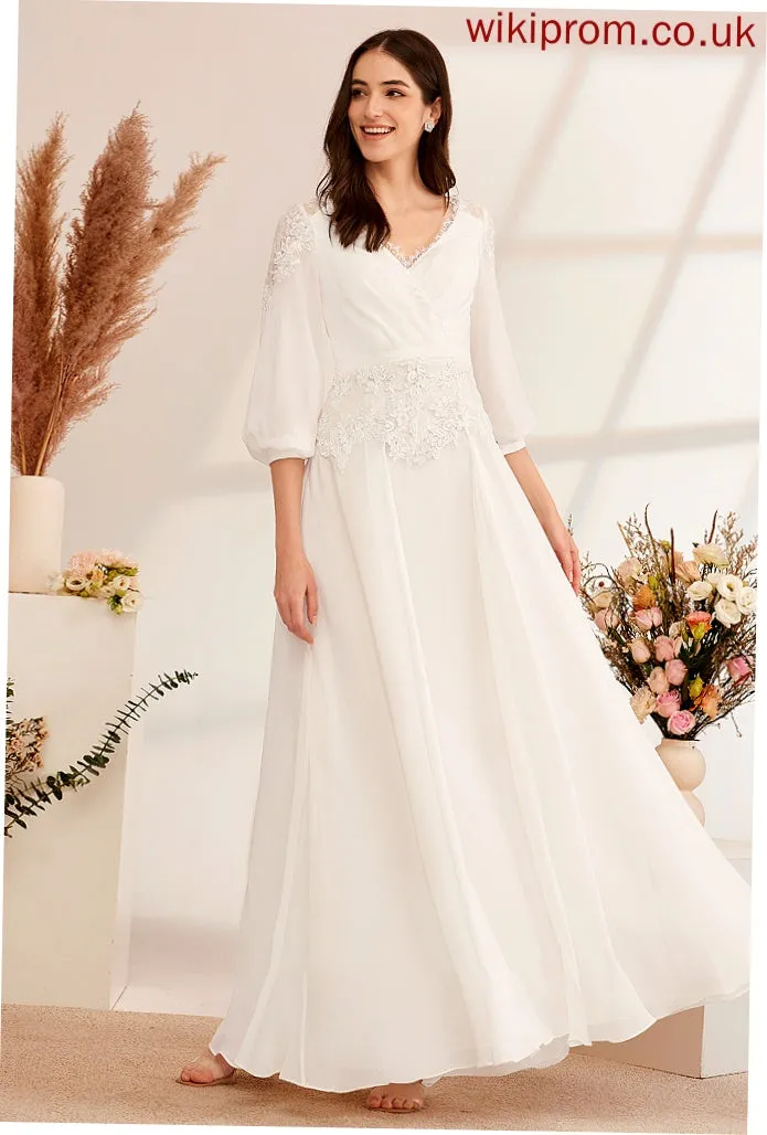 With Wedding Dresses Dress Lace V-neck Elise A-Line Floor-Length Wedding