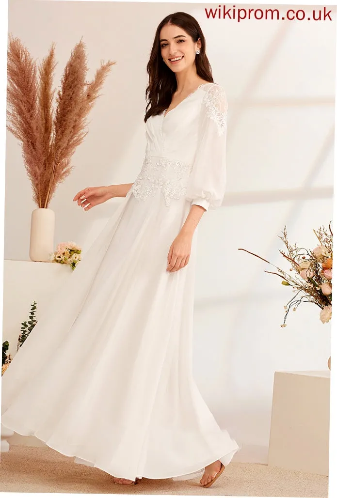 With Wedding Dresses Dress Lace V-neck Elise A-Line Floor-Length Wedding