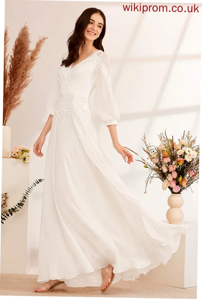 With Wedding Dresses Dress Lace V-neck Elise A-Line Floor-Length Wedding