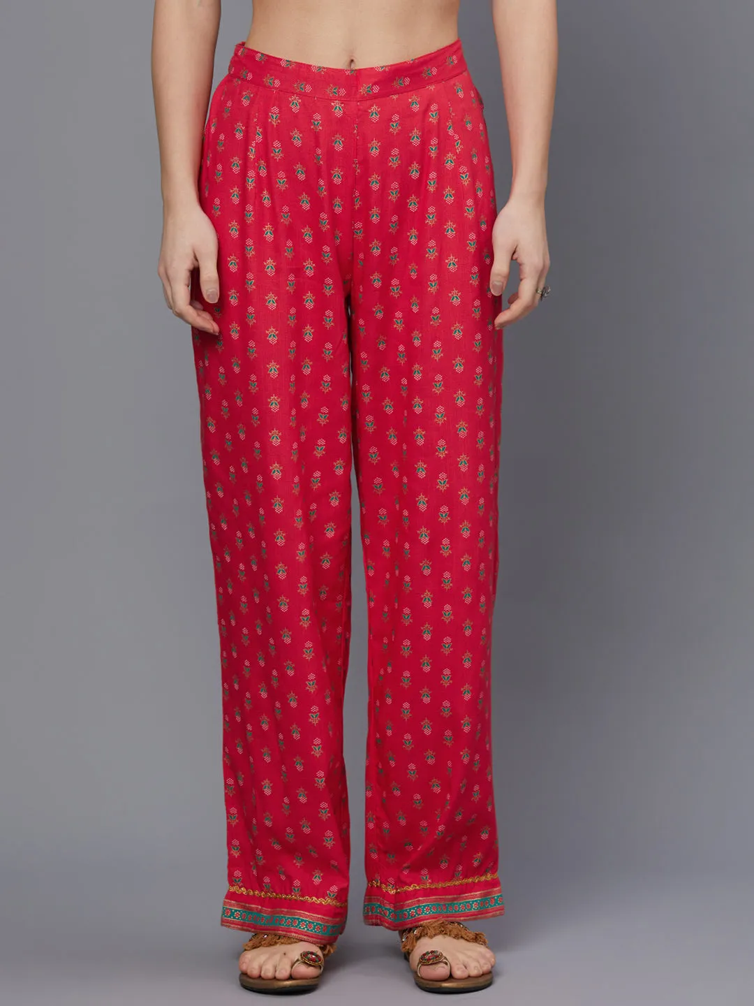 Women Red Kurta With Comfort Pant