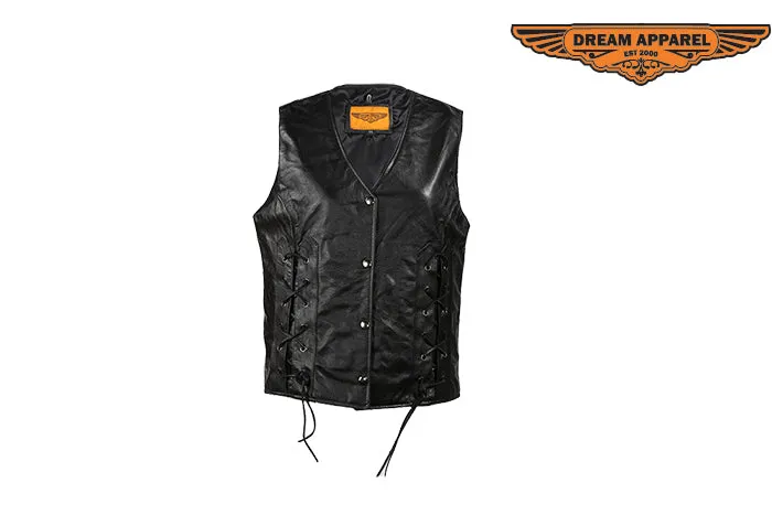 Womens Leather Vest With Laces In The Front