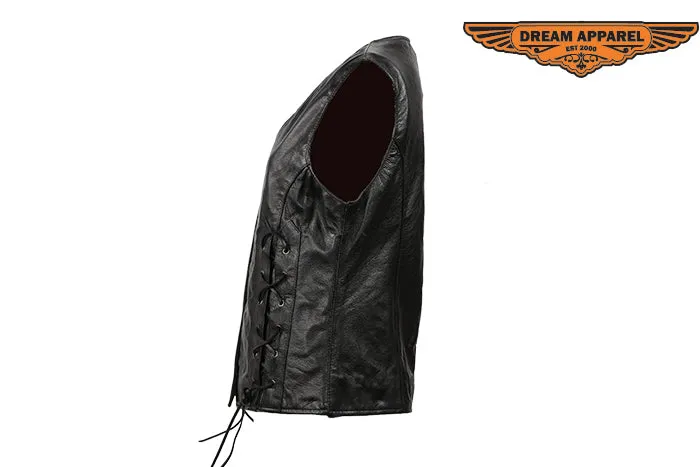 Womens Leather Vest With Laces In The Front